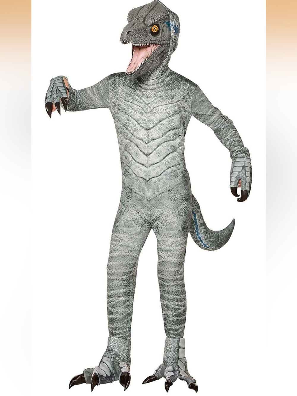 Jurassic Park Blue Velociraptor Kids Costume with upgraded Mask